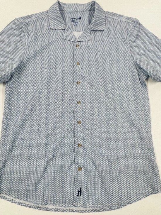 Johnnie O Shackleford Hangin’ Out Short Sleeve Button-Up Medium NWOT Navy Blue - Picture 3 of 14